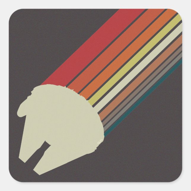 Millennium Falcon Retro Rainbow Graphic Square Sticker (Front)