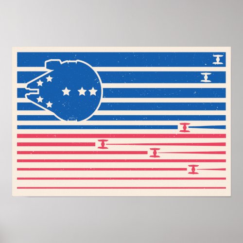 Millennium Falcon  TIE_Fighters Striped Flag Poster
