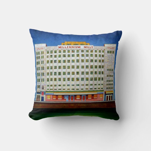 Millennium Mills Throw Pillow (Front)