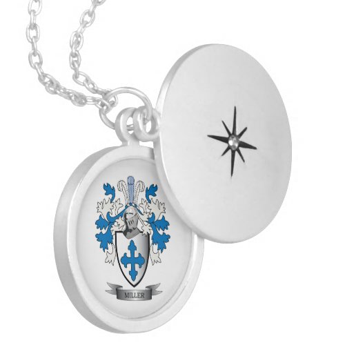 Miller Family Crest Coat of Arms Locket Necklace