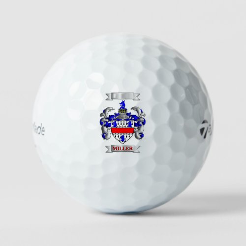 MILLER FAMILY NAME SHIELD AND CREST GOLF BALL
