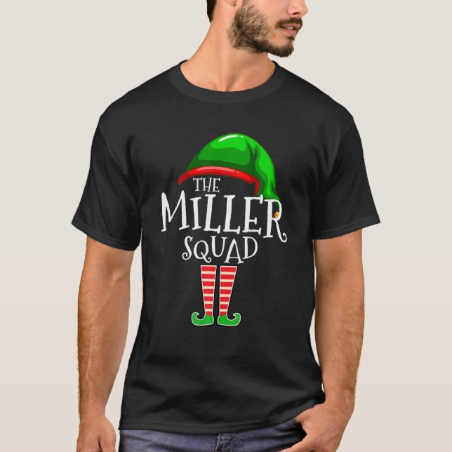 Miller - Family Name Squad Matching Group Elf Chri T-Shirt (Front)