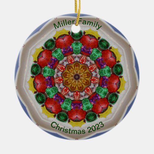 MILLER FAMILY  Personalized Christmas Fractal  Ceramic Ornament