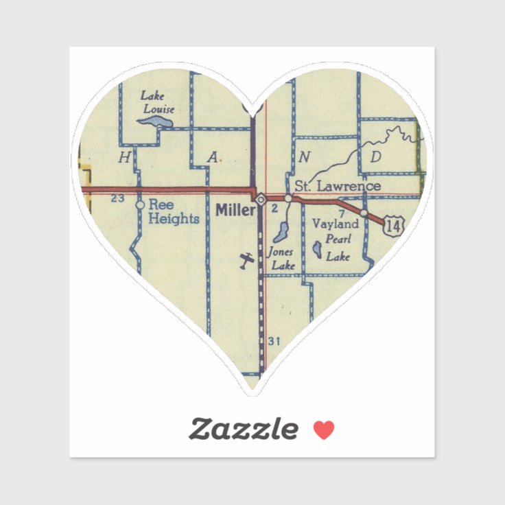 Miller SD Vintage Map Sticker Zazzle