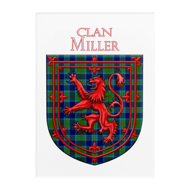 Miller Tartan Scottish Plaid Lion Rampant Acrylic Print (Front)