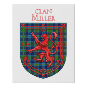 Miller Tartan Scottish Plaid Lion Rampant Faux Canvas Print