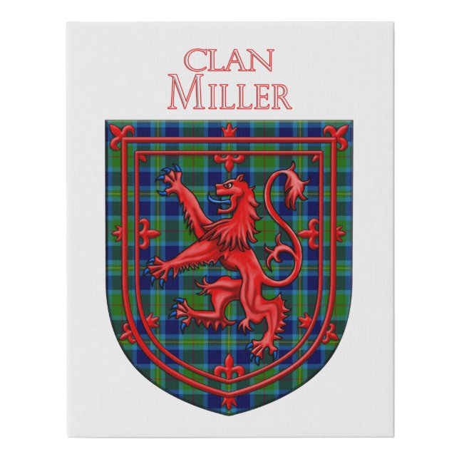Miller Tartan Scottish Plaid Lion Rampant Faux Canvas Print (Front)