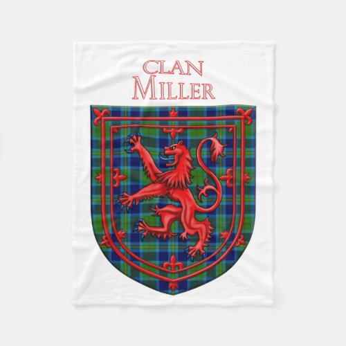 Miller Tartan Scottish Plaid Lion Rampant Fleece Blanket