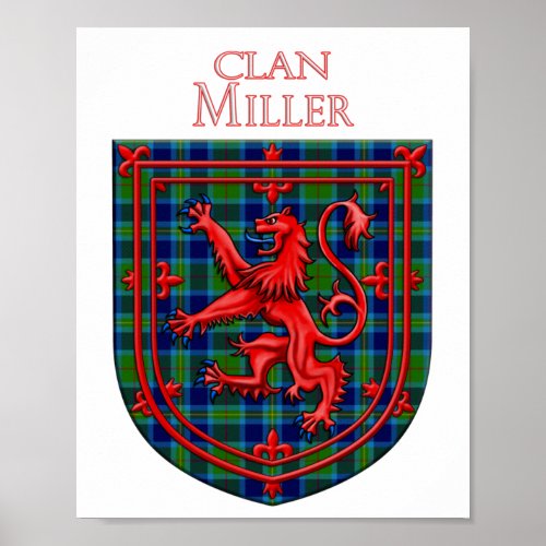 Miller Tartan Scottish Plaid Lion Rampant Poster