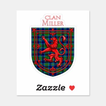 Miller Tartan Scottish Plaid Lion Rampant Sticker by thecelticflame at Zazzle