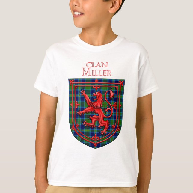 Miller Tartan Scottish Plaid Lion Rampant T-Shirt (Front)