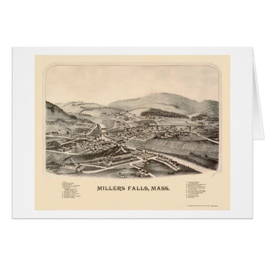 Millers Falls, MA Panoramic Map - 1889 Cards (Front Horizontal)