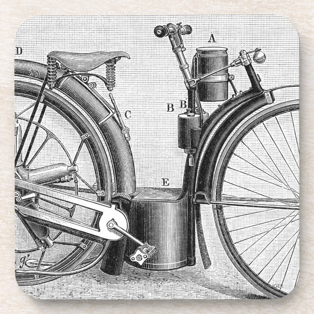 Millet Motorcycle, 1895 Beverage Coaster (Front)