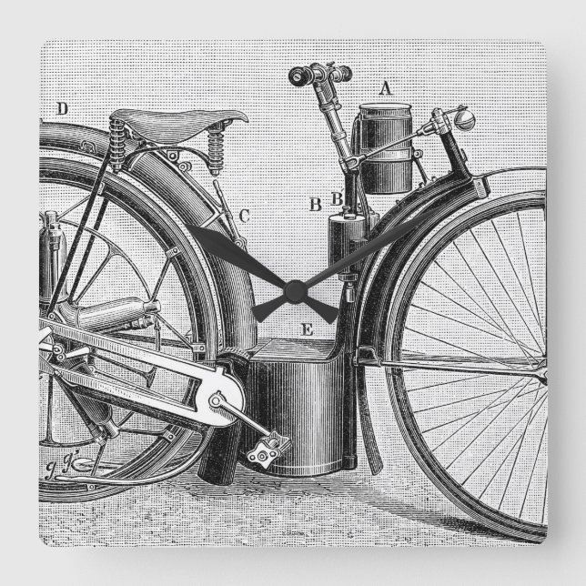Millet Motorcycle, 1895 Square Wall Clock (Front)