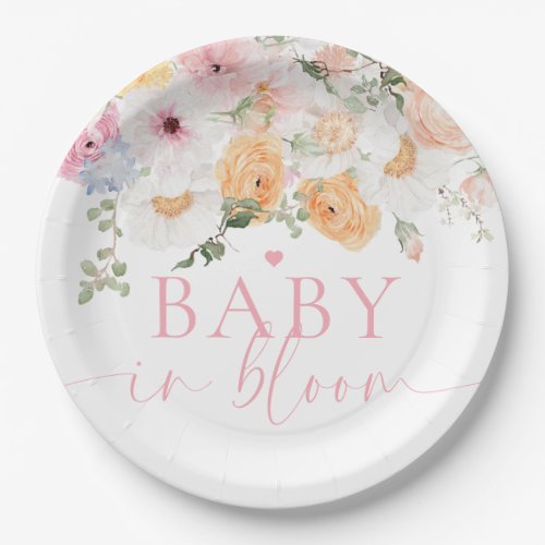 Millie Floral Baby In Bloom Baby Shower Paper Plates