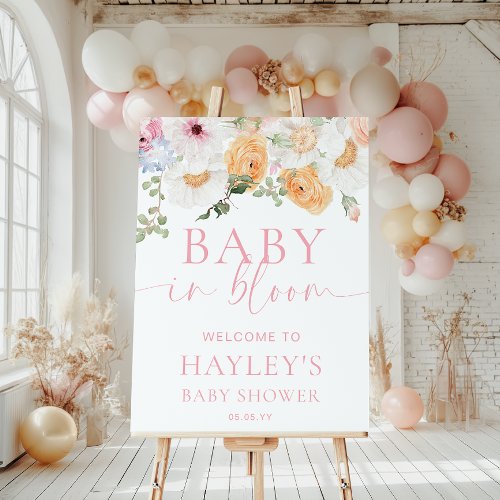 Millie Floral Baby In Bloom Shower Welcome Sign