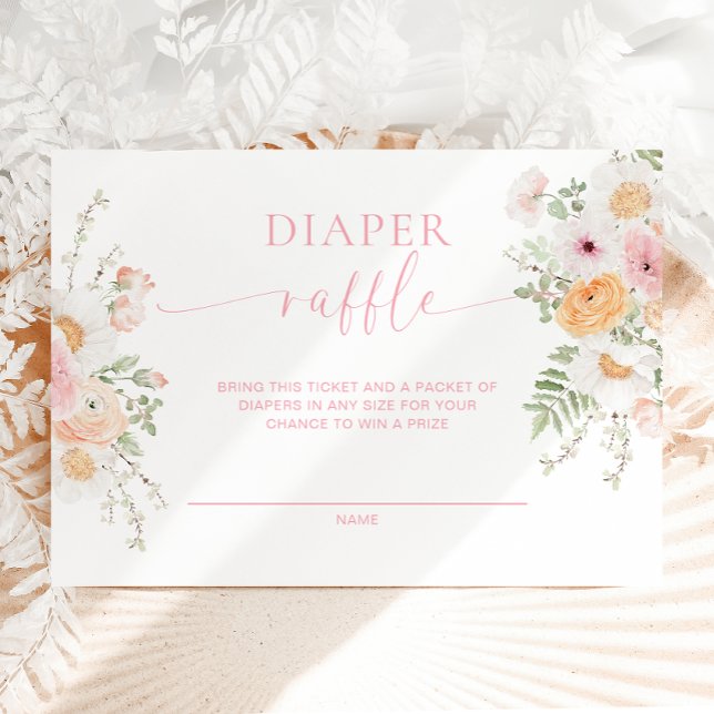 Millie Floral Baby Shower Diaper Raffle Ticket Enclosure Card (Diaper Raffle Ticket Millie Floral)