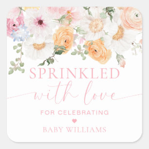 Millie Floral Baby Shower Sprinkled With Love Square Sticker