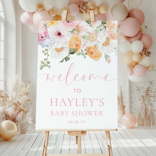 Millie Floral Baby Shower Welcome Sign