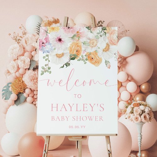 Millie Floral Baby Shower Welcome Sign