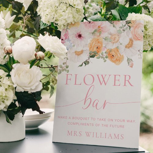Millie Floral Flower Bar Sign
