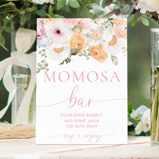 Millie Floral Momosa Bar Poster (Momosa Bar Sign Millie Floral )