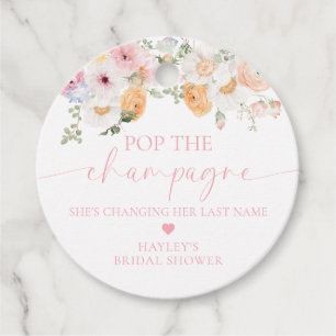 Millie Floral Pop the Champagne Bridal Shower Favor Tags