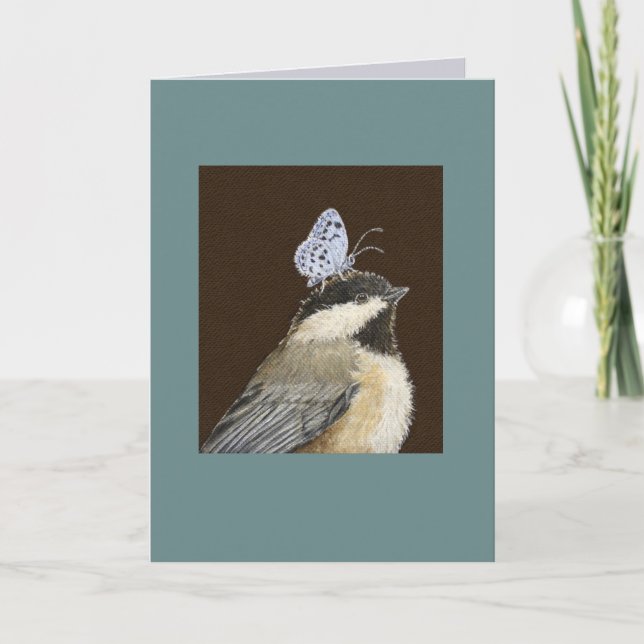 Millie the black-capped chickadee card (Front)