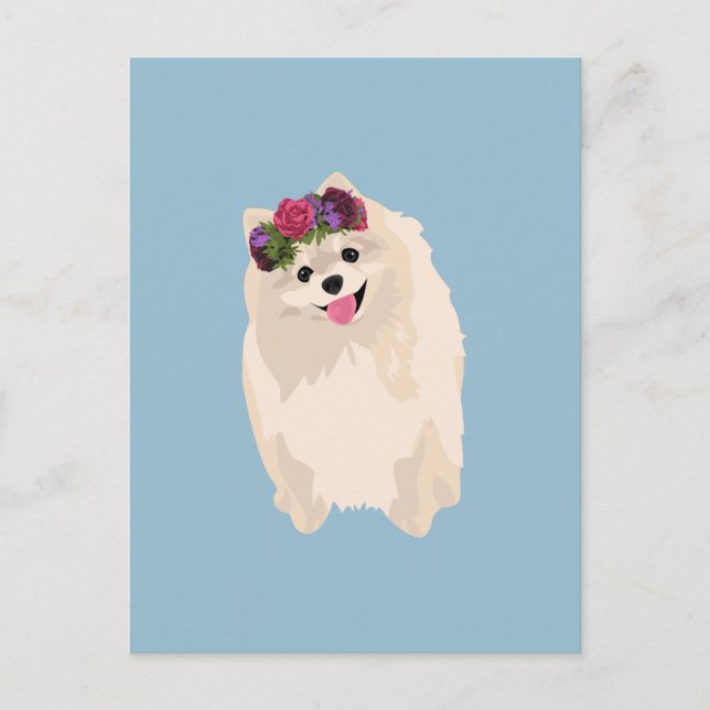 Millie The Sweet Girly Poeranian with Flower Crown Postcard (Front)