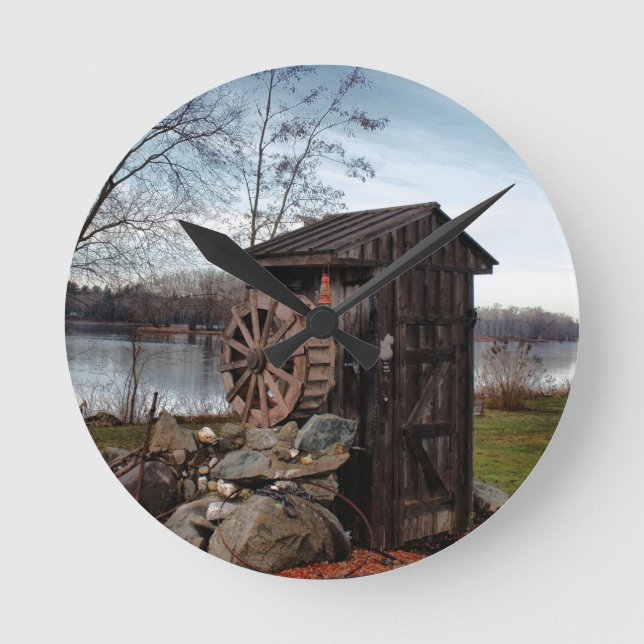 Milling about the old outhouse round clock (Front)