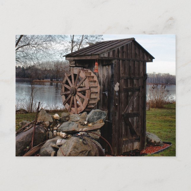 Milling about the outhouse postcard (Front)