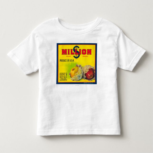 Million Dollar Apple Label - Walla Walla, WA Toddler T-shirt (Front)