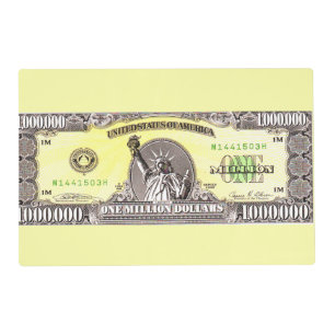 Million Dollar Bill Laminated Placemat Artmat