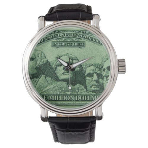 Million dollar cash printed custom watch