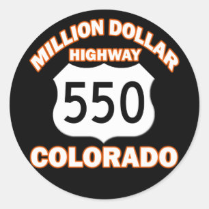 MILLION DOLLAR HIGHWAY COLORADO 550 CLASSIC ROUND STICKER