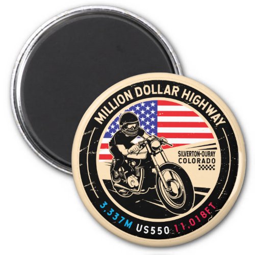 Million Dollar Highway Colorado Motorcycle Magnet
