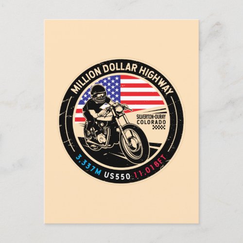 Million Dollar Highway Colorado Motorcycle Postcard