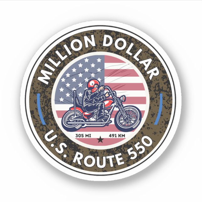 million dollar highway colorado motorcycle trip sticker (Front)