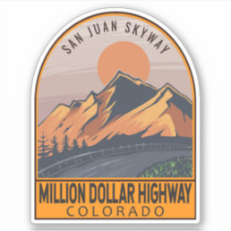 Million Dollar Highway Colorado Retro Travel Art Sticker