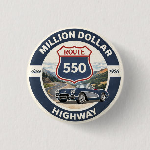 Million Dollar Highway Route 550 classic car gift Button