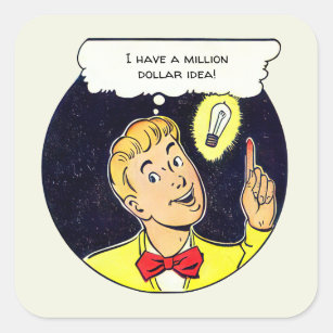 Million Dollar Idea Your Text Retro Comics Panel Square Sticker