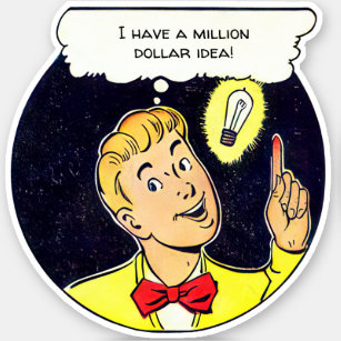 Million Dollar Idea Your Text Retro Comics Panel Sticker