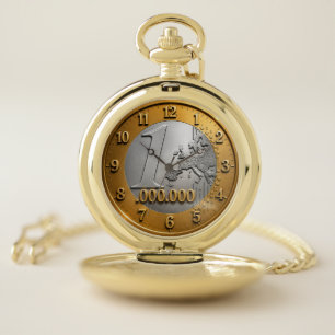 Million Euro Coin Wall Clock Design, Funny Wealth  Pocket Watch