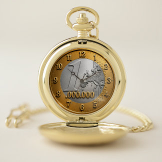 Million Euro Coin Wall Clock Design, Funny Wealth Pocket Watch