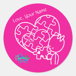 Million Piece Jigsaw Pink Customized Classic Round Sticker