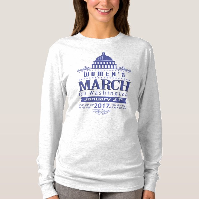 Million Women's March on Washington 2017 Blue Grey T-Shirt (Front)