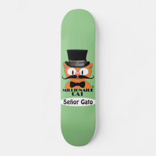 Millionaire Cartoon Mustache Cat Señor Gato Skateboard