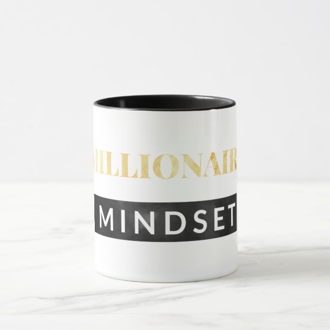 Millionaire Mindset Black & Gold Lettering Mug (Center)