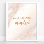 Millionaire Mindset Peach Gold Marble Quote Poster<br><div class="desc">Millionaire Mindset Peach Gold Marble Quote Poster . Trendy custom designed marble typography motivational inspirational quote design. This girly girl boss design has a peach marble background with gold accents. Motivate yourself to hustle and work hard!</div>