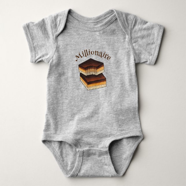 Millionaire's Shortbread Caramel Squares Slice Baby Bodysuit (Front)